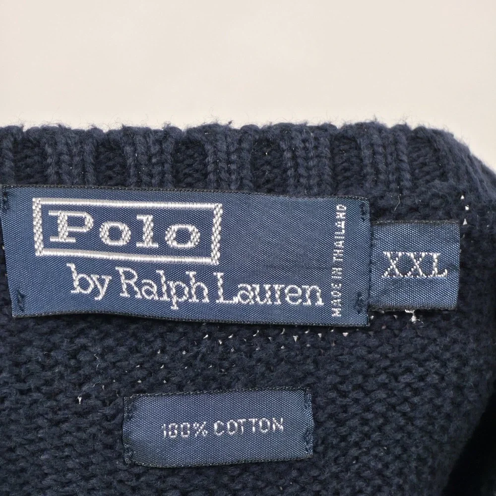 Polo Ralph Lauren‎ XXL Navy Blue Pima Cotton Sweater Vest Red Pony V-Neck Preppy